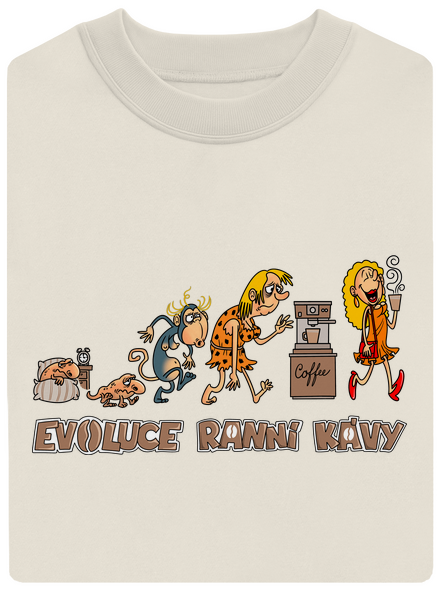 Evoluce ranní kávy unisex mikina bez kapuce Off White