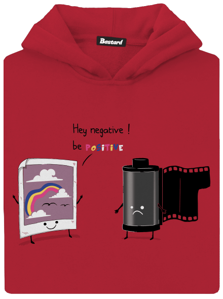 Buď pozitivní dětská mikina klokanka Fire Red