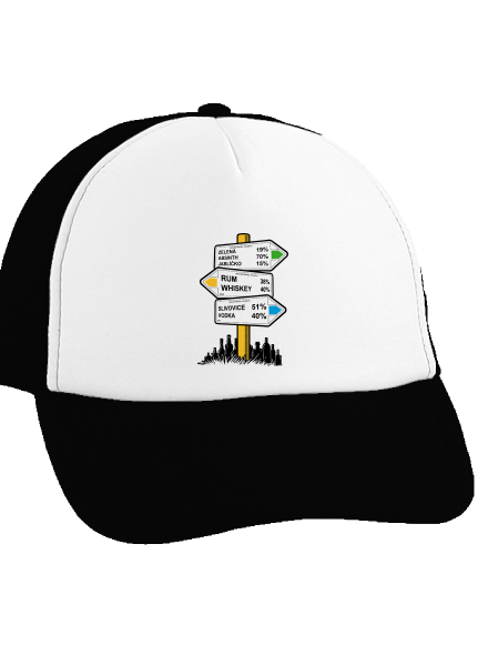 Rozcestník kšiltovka truckerka Black cap