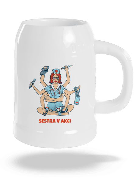 Sestra v akci půllitr White