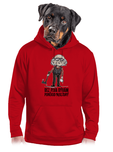 Neklidný bez piva pánská mikina klokanka Red