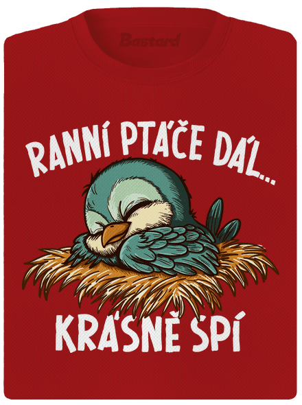 Ranní ptáče spí dámské sportovní tričko Red Mal