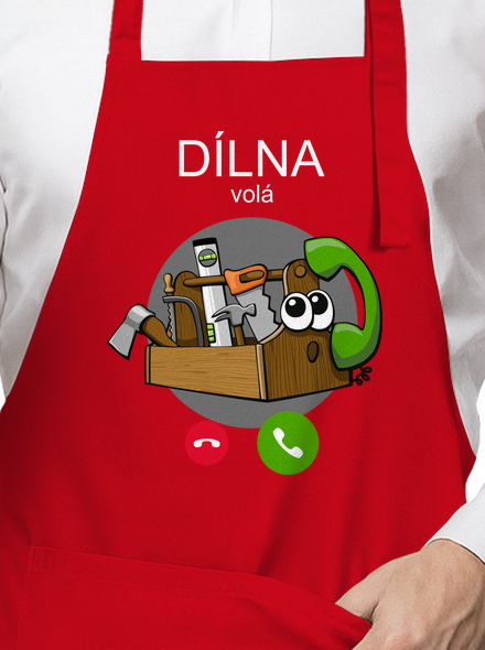 Dílna volá zástěra Red