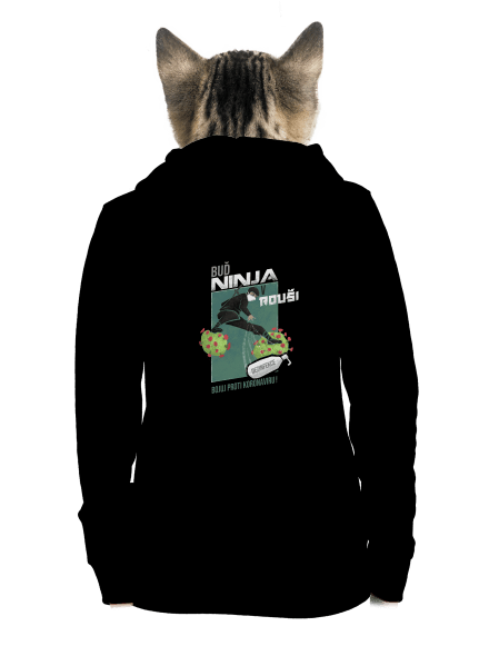 Ninja v rouši dámská mikina na zip Black