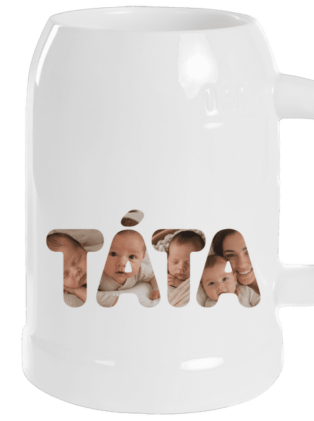 Nápis táta z vlastních fotek půllitr White