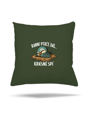 Ranní ptáče spí polštář Olive Green