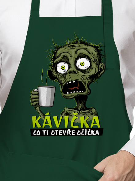 Zombie kávička zástěra Bottle Green