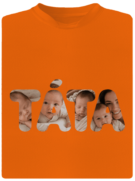 Nápis táta z vlastních fotek pánské sportovní tričko Neon Orange