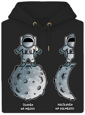 Půlčlovek na půlměsíci unisex mikina premium Dark Black