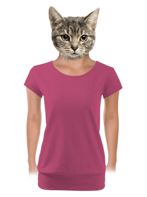 Bez potisku dámské tričko s lemem Magenta