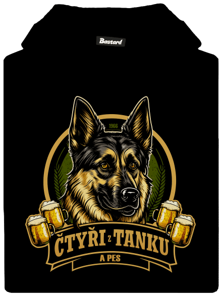 Čtyři z tanku a pes dětská mikina klokanka Black