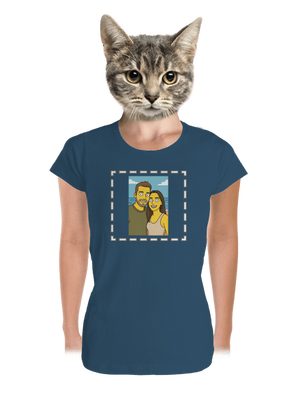 Simpsonovi z vlastní fotky dámské tričko premium Petrol Blue