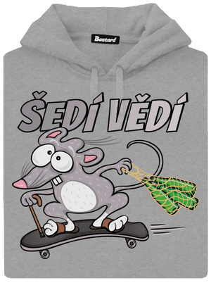 Šedí vědí - myšák pánská mikina klokanka Light Melange