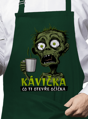 Zombie kávička zástěra Bottle Green