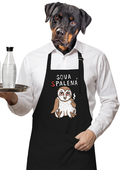 Sova Pálená zástěra Black