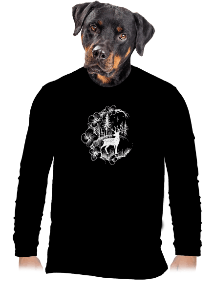 Jelen v květu bílý pánské dlouhý rukáv Black