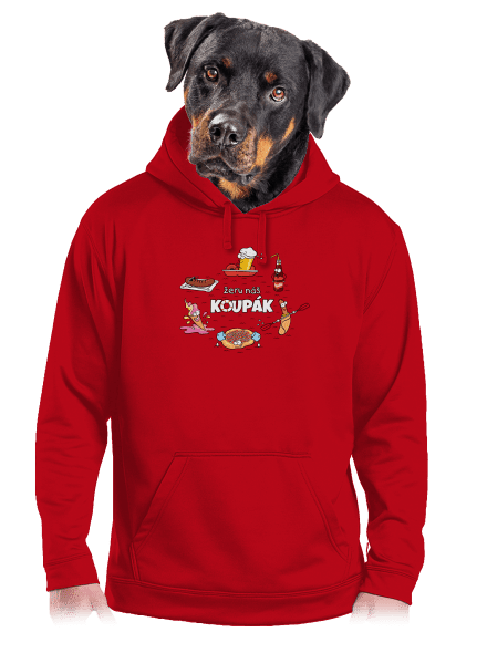 Český koupák pánská mikina klokanka Red