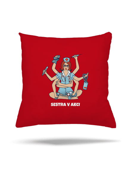 Sestra v akci polštář Red