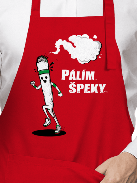 Pálím špeky zástěra Red