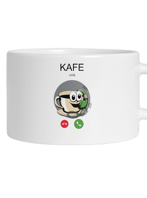 Kafe volá hrnek makronka White