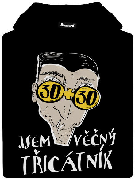 Věčný třicátník pánská mikina klokanka Black