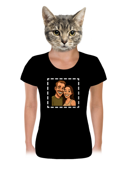 Karikatura z vlastní fotky dámské tričko Black