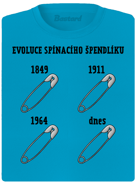 Evoluce spínacího špendlíku dámské sportovní tričko Blue Atol