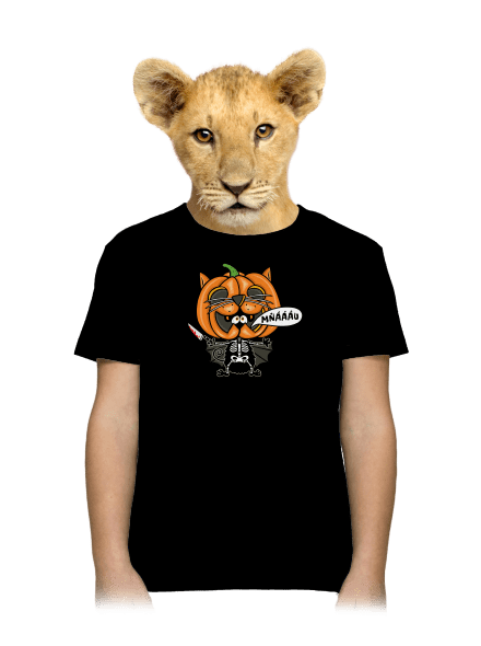 Halloweenská kočička dětské tričko Black
