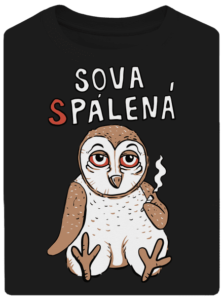 Sova Pálená unisex tričko oversized Black