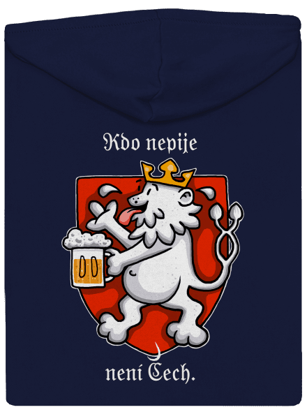 Kdo nepije, není Čech pánská mikina na zip Navy