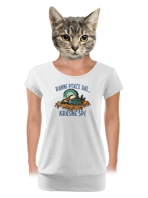 Ranní ptáče spí dámské tričko s lemem White