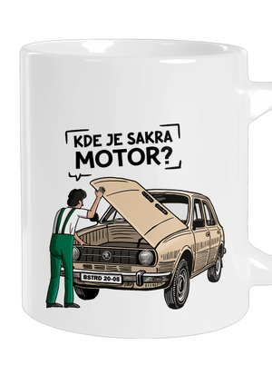 Kde je motor? velký hrnek White