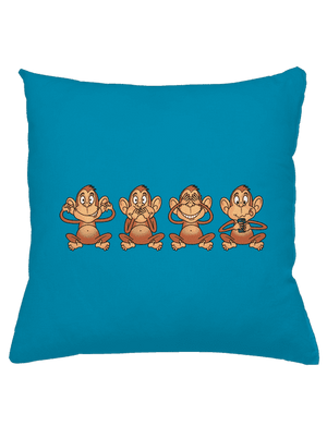 Opička s mobilem polštář Blue Turquoise