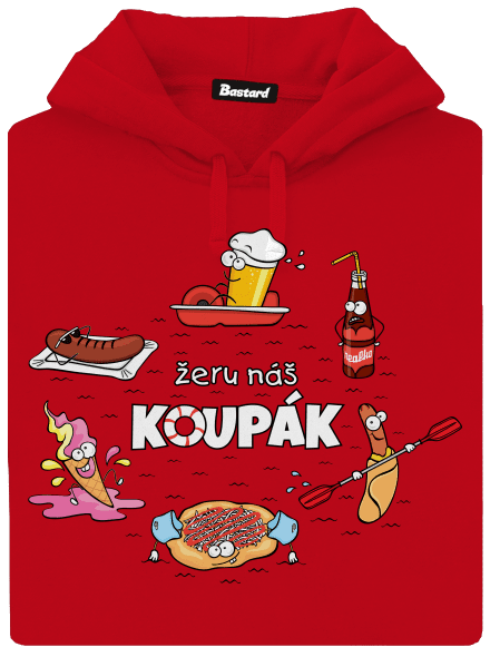 Český koupák pánská mikina klokanka Red