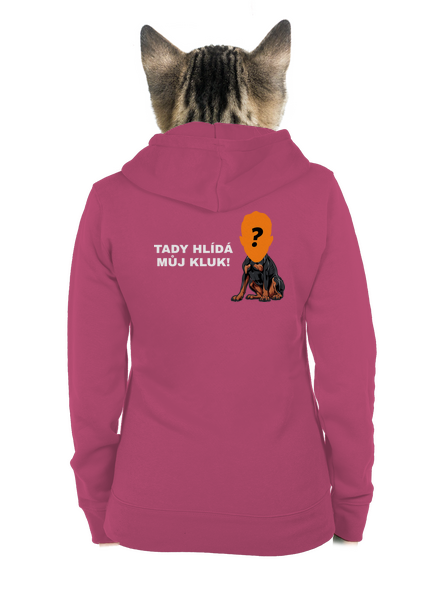 Tady hlídám já dámská mikina na zip Magenta