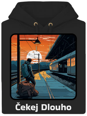 Čekej dlouho unisex mikina premium Dark Black