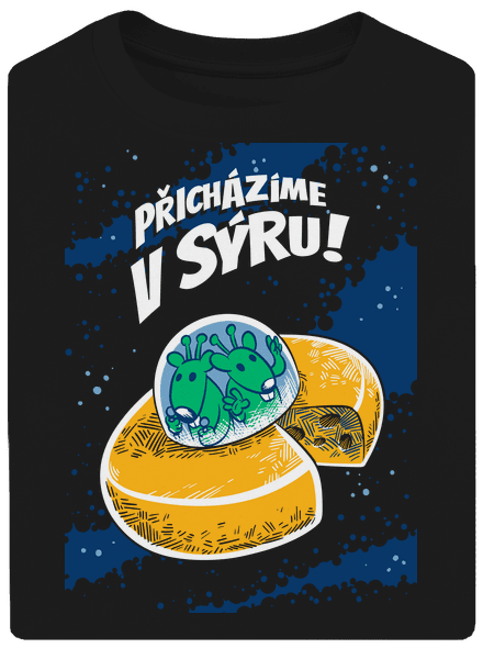 Přicházíme v sýru unisex tričko oversized Black