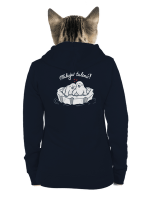 Miluju tulení dámská mikina na zip Navy Mal