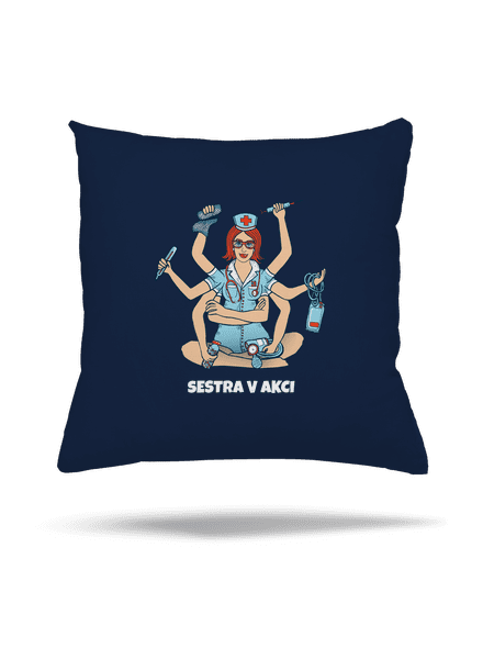 Sestra v akci polštář Dark Navy