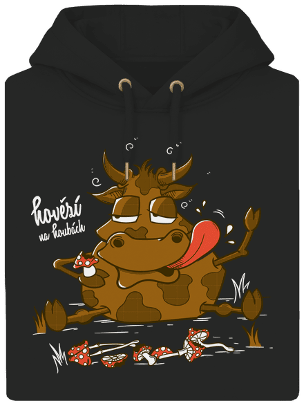 Hovězí na houbách unisex mikina premium Dark Black