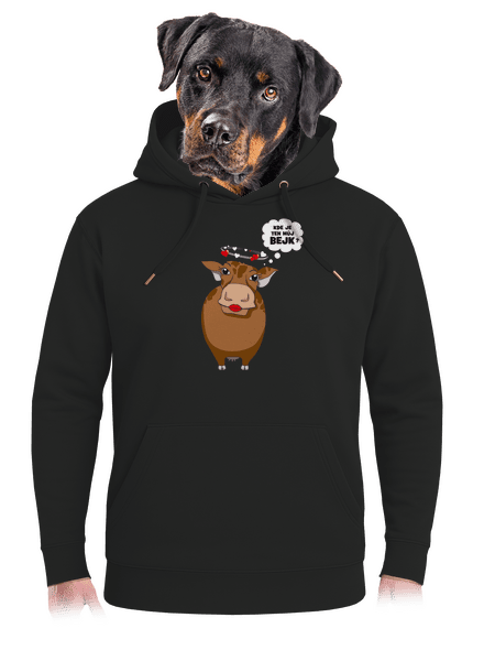 Kráva na pánském tričku unisex mikina premium Dark Black