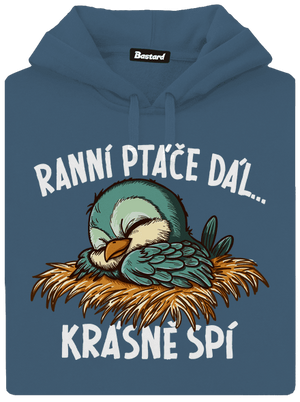 Ranní ptáče spí dámská mikina klokanka Denim