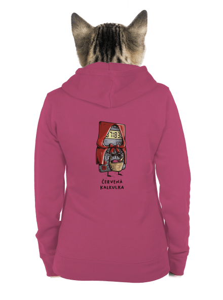 Červená kalkulka dámská mikina na zip Magenta