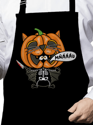 Halloweenská kočička zástěra Black