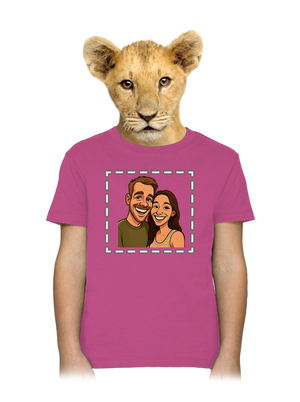 Karikatura z vlastní fotky dětské tričko Fuchsia