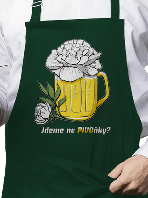 Pivoňky zástěra Bottle Green