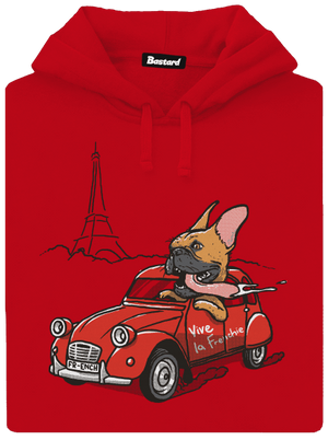 Francouzský buldoček pánská mikina klokanka Red