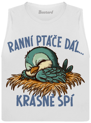 Ranní ptáče spí dámské tílko volné White