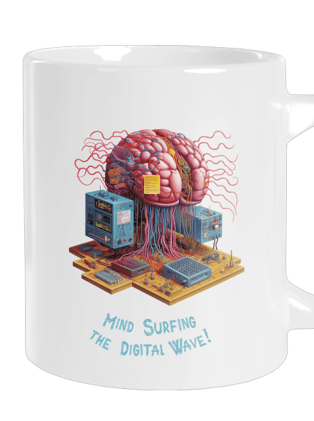Mind surfing the digital wave velký hrnek White