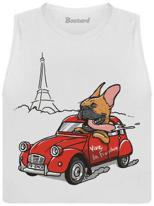 Francouzský buldoček dámské tílko volné White